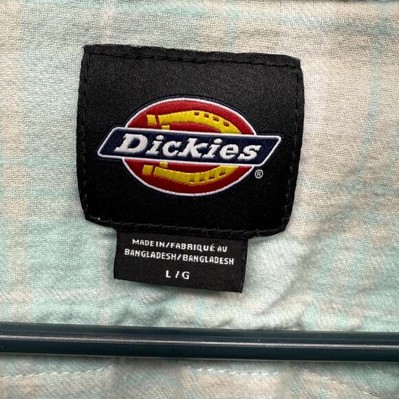 Dickie’s Plaid button Up Flannel Long Sleeve Shirt Size L - Picture 7 of 11